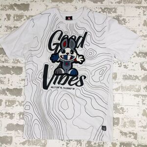 Southpole T shirt Men M Y2K Good Vibes Graphic Raised 3-D Bunny White Streetwear